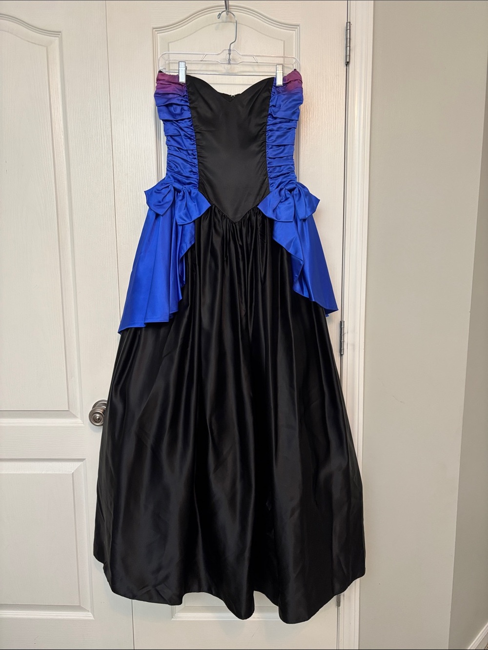 Gunne Sax Vintage Black and Royal Blue Strapless Prom Dress Sz 9